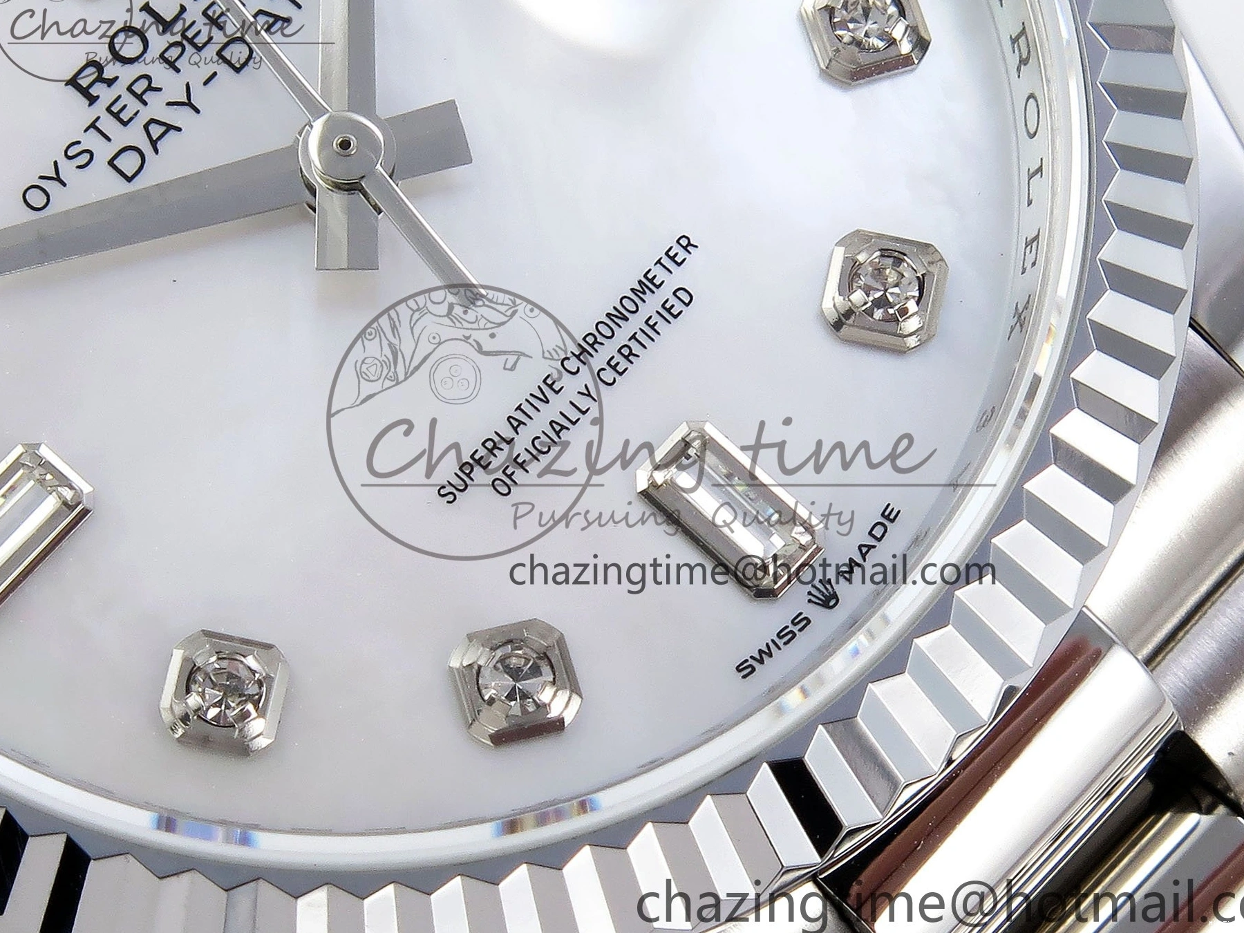 MiroTime 0310 Day Date 36 SS TWSF Best Edition White Diamonds Dial on SS Bracelet A Trendsetting 1604